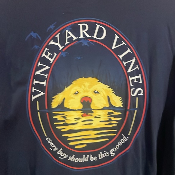 Vineyard Vines Long Sleeve Pocket Tee with Dog- every boy should be this good- S - Picture 1 of 8